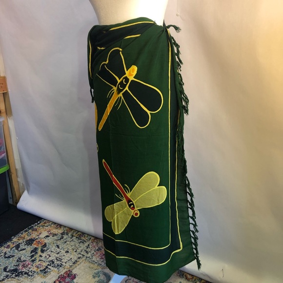 Pareos, Etc. Batik Dragonfly Large Rayon Convertible Wrap Cover Up - Picture 9 of 13